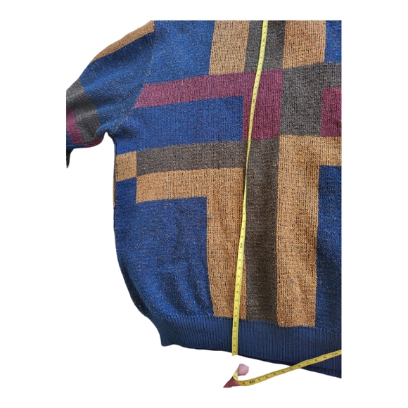 Vintage crewneck sweater-Yellow-blue-red - Picture 4 of 7